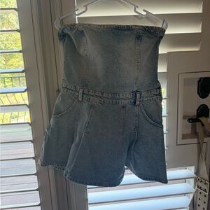 denim strapless zara mini dress